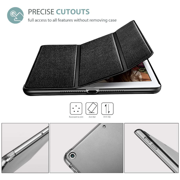 Case For Ipad 9.7 Inch 2017 Color Pu Leather Ultra Back Smart Cover Black