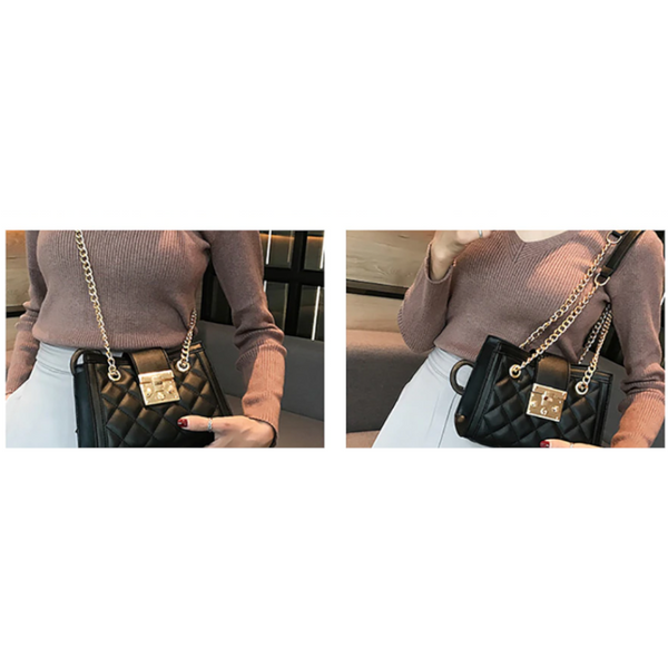 Chain Designer Pu Leather Crossbody Bags For Women Simple Style Handbag