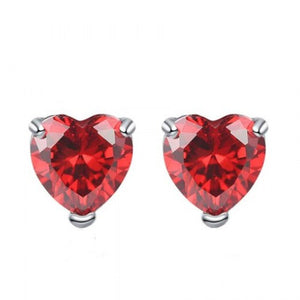 Charm Love Heart Shape Copper Stud Women Earrings Red One Size