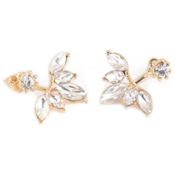 Charming Floral Rhinestone Alloy Stud Earrings For Women Golden