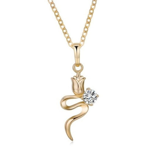 Charming Rose Zircon Necklace Gold