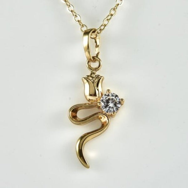 Charming Rose Zircon Necklace Gold