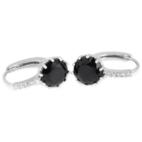 Charming Round Rhinestone Alloy Earrings For Women Black