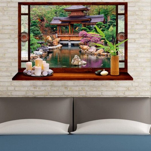 Chinese Architecture Scenery Printed Wall Sticker Colorful