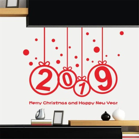 Christmas Decorating Sticker 2019 And Year's Happiness Can Remove Red 14 X Inch