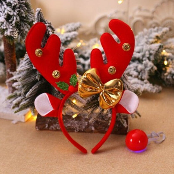 Christmas Decoration Antler Hair Accessory Headband Red Nose Children Dress Up
