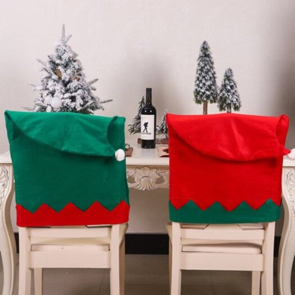 Christmas Decoration Non Woven Elf Big Hat Chair Cover Red