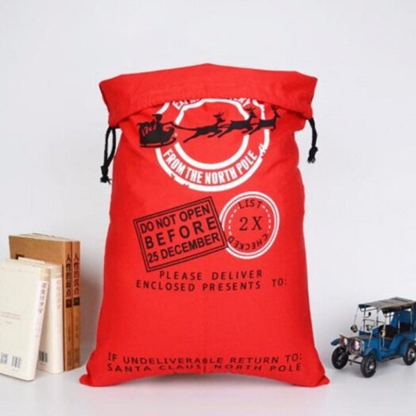 Christmas Gift Storage Cotton Canvas Candy Bags Festival Decoration Red