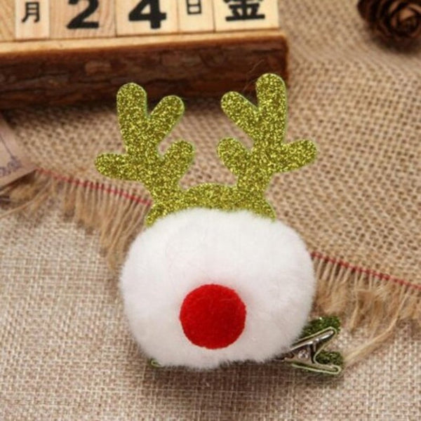 Christmas Headdress Antler Hair Clip Cute Ball Hairpin Children Decorative Accessories 4Pcs Multi