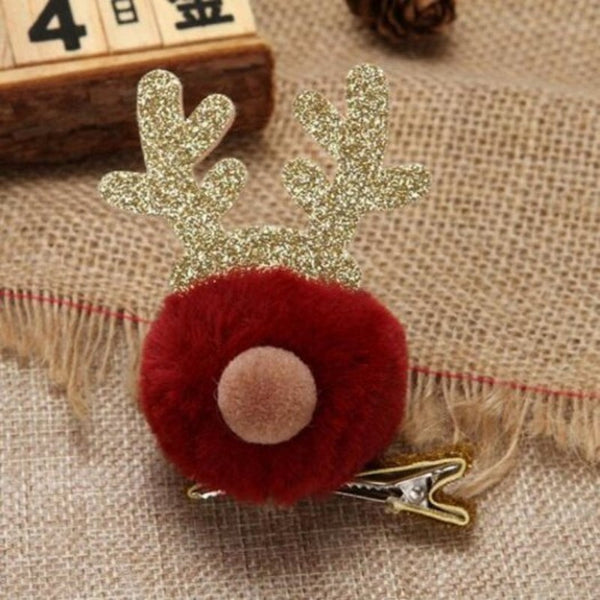 Christmas Headdress Antler Hair Clip Cute Ball Hairpin Children Decorative Accessories 4Pcs Multi
