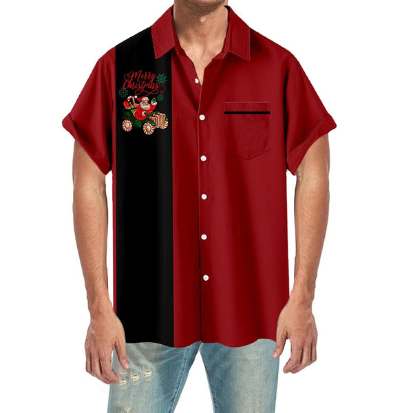 Christmas Pattern Shirts Man Funny Hawaiian Short Casual Tops