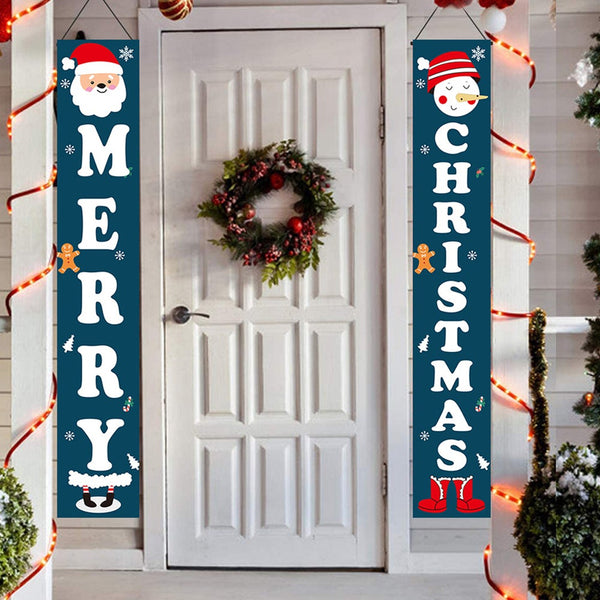 Christmas Porch Banners Xmas Door Wall Hanging Party Decoration