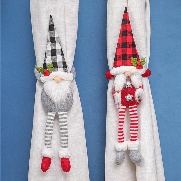 Christmas Gnome Curtain Buckle Tieback Holdback Drape Holder Fasten Clamp Window