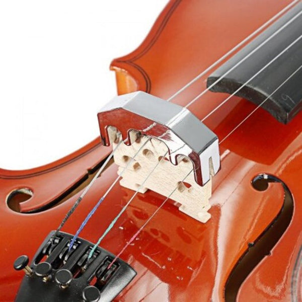 Chrome Metal Practice Violin Mute / Silencer Silver