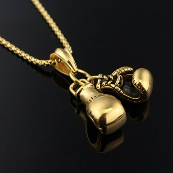 Classic Boxing Gloves Pendant Necklace For Men Gold