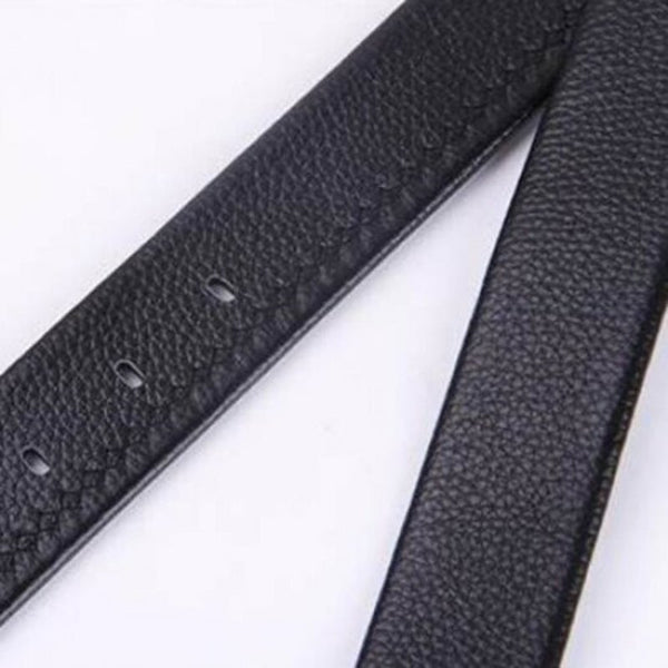 Classic Solid Color Men's Belt Pin Buckle Soft Edging Drill Waistband Black