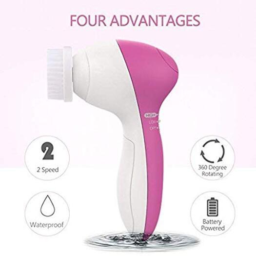 Face Wash Cleansing Brush Rotating 5 Heads Deep Gentle Exfoliation Remove Blackheads Massage