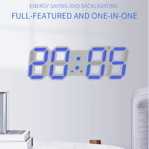 Clocks 3D Digital Alarm Wall Mounted Led Time With Automatically Adjustable Brightness Levels Electronic Snooze Function Modern Night Light Date Temperature Dis