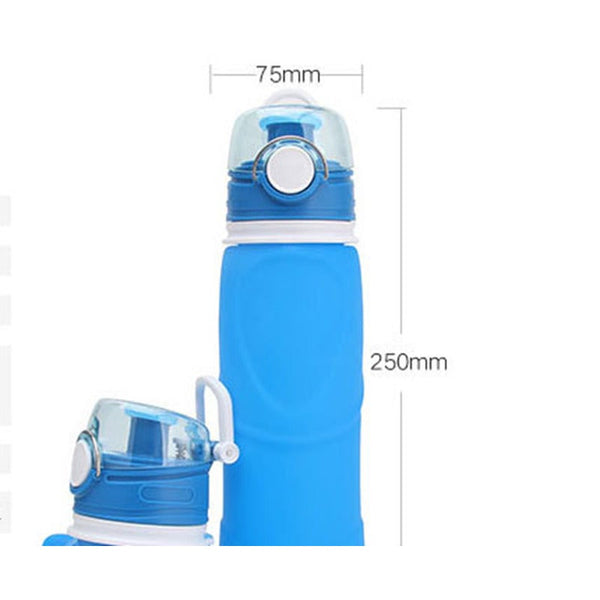 Collapsible Water Bottle Silicone Foldable With Leak Proof Valve Bpa Free Blue