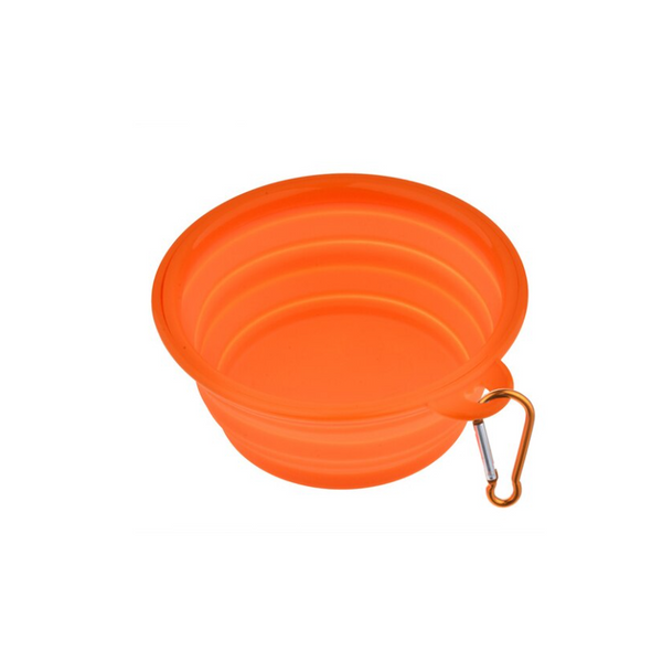 Collapsible Portable Pet Feeding Bowl Dog Cat Food Water Foldable Travel Orange