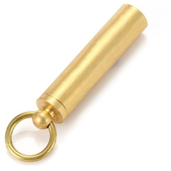 Compact Brass Survival Whistle Tool With Key Ring Golden
