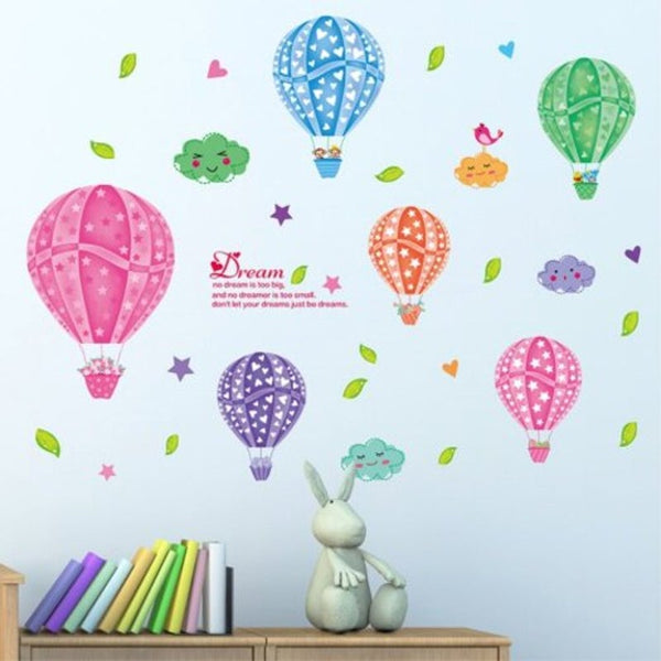 Creative Decorative Color Cartoon 3D Hot Air Balloon Wall Sticker Multi