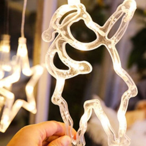 Creative Santa Bell Elk Sucker Window Pendant Festive Led Decorative Lamp For Home Shopping Mall White