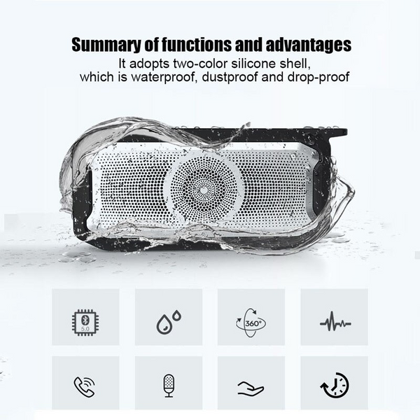 Portable Wireless Bluetooth Speaker 5.0 Ipx7 Waterproof Subwoofer Outdoor Audio