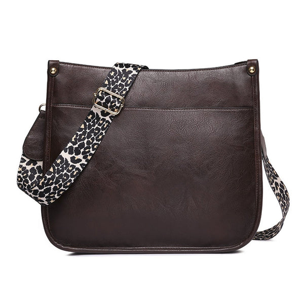 Crossbody Bags For Women Pu Leather Shoulder Bucket With Leopard Strap