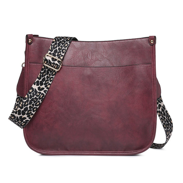 Crossbody Bags For Women Pu Leather Shoulder Bucket With Leopard Strap