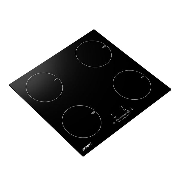 Devanti Electric Induction Cooktop 60Cm Ceramic 4 Zones Stove Top Hot Plate
