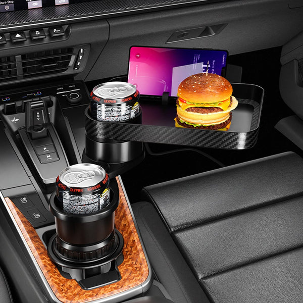 Cup Holder Tray For Car Detachable Food Table With Phone Slot 360 Degree Rotating Drink