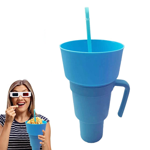 Cups With Lids And Straws Reusable Stadium Tumbler Popcorn Snack Bowl