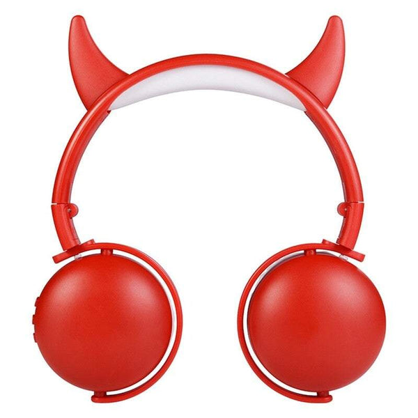 Headphones Cute Cartoon Wireless Bluetooth Headset For Girl Kids With Mic Pc Mobile Phone Music Gaming Mp3 Cat Ears / Antlers Devil Earphone Red