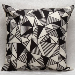 Decorative Household Triangles Combination Pillow Case White And Black