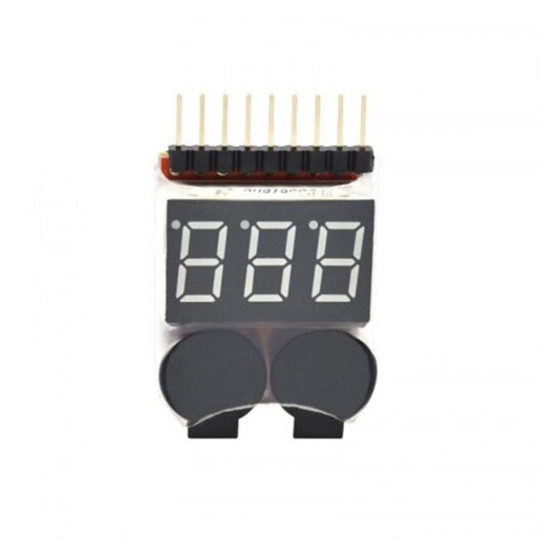 Digital 2 In1 Low Buzzer Alarm 1S 8S Lipo On Rc Voltage Meter Monitor Tester Black