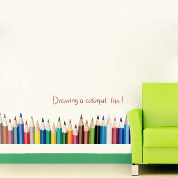 Diy Creative Colorful Pencil Pvc Wall Paper Sticker Multi
