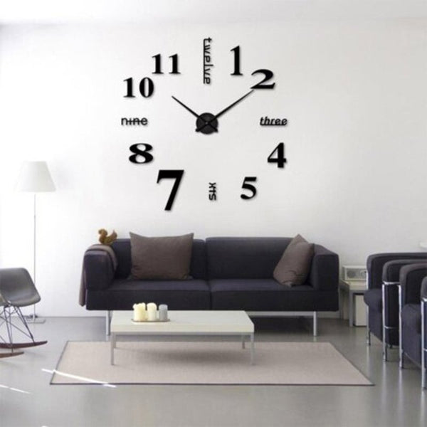 Diy Wall Mounted Clock Modern Unique Numbers Design Decorative Platinum