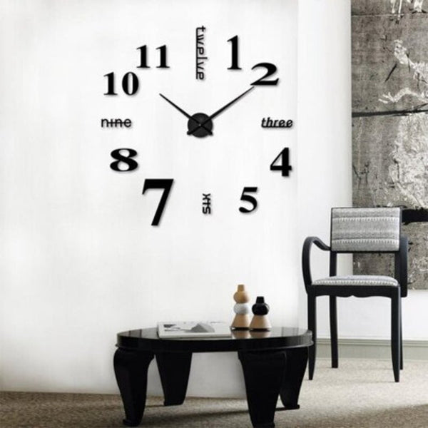Diy Wall Mounted Clock Modern Unique Numbers Design Decorative Platinum