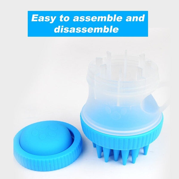Dog Cat Bath Brush Comb Cleaning Massage Pet Spa Shower Grooming Multifunction Silicone Tools Blue