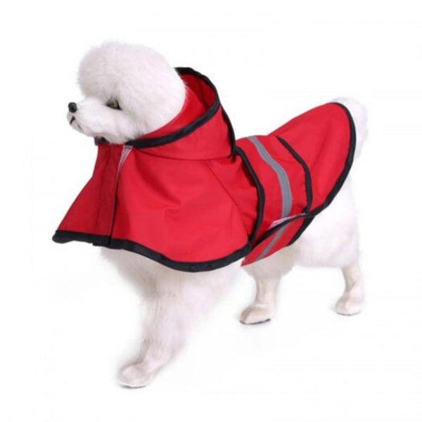 Dog Clothes Reflective Stripe Raincoat For Pet Red L