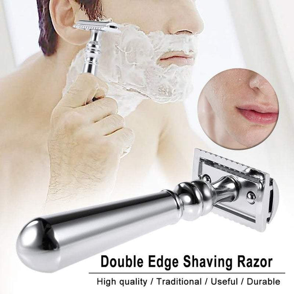 Razors Blades Double Edge Safety Men's Traditional Shaving Long Handled For Dry Wet Male Tool Sliver