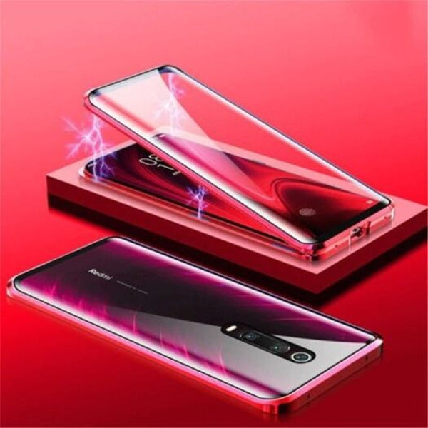 Double Sided Glass Metal Magnetic Phone Case For Xiaomi Mi 9T Pro Black Biue