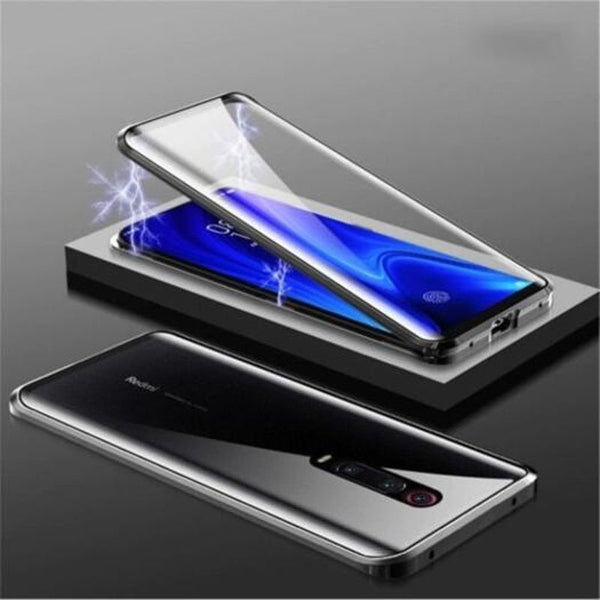 Double Sided Glass Metal Magnetic Phone Case For Xiaomi Mi 9T Pro Black Biue
