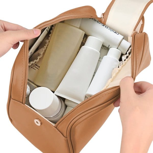 Double Zipper Cosmetic Bag Makeup Organizer Travel Toiletry