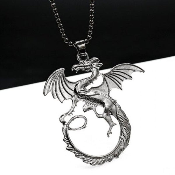 Dragon Pattern Alloy Necklace Silver