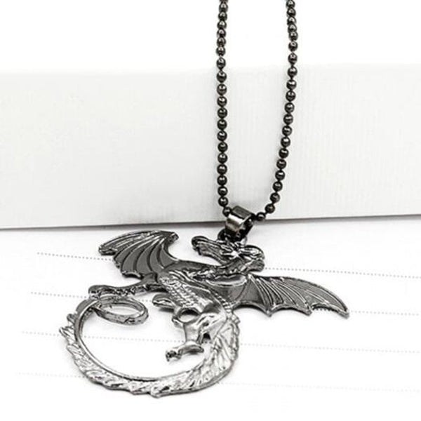 Dragon Pattern Alloy Necklace Silver