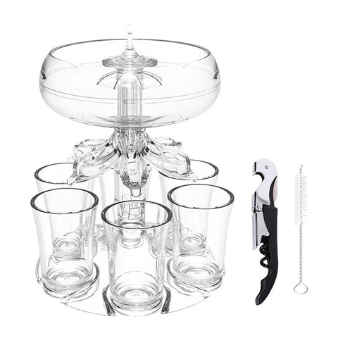 Drink Shot Dispenser With 6 Glasses Set Drinking Game Tool Family Gathering Wine Glass
