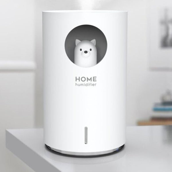 Durable Ultrasonic Electric Usb Bear Air Humidifier 900 Ml Atomizer With Light Milk White