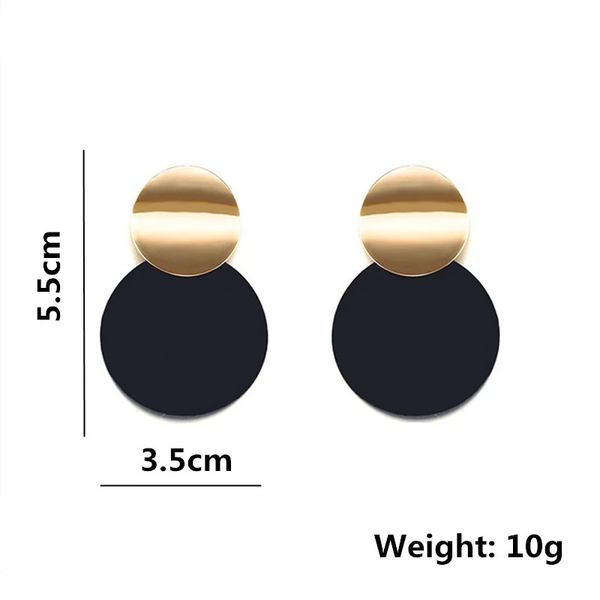 Earrings Round Curved Drop With Radiant Golden Discs For Women